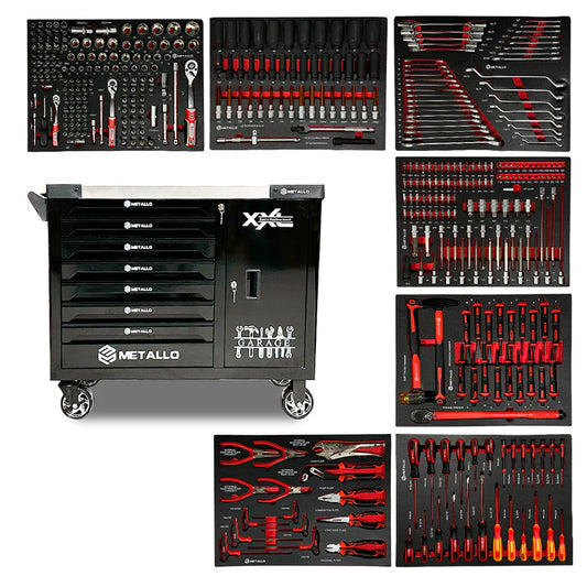 METALLO XXL instrumentu komplekts ratiņos 7/7, 390 gab.