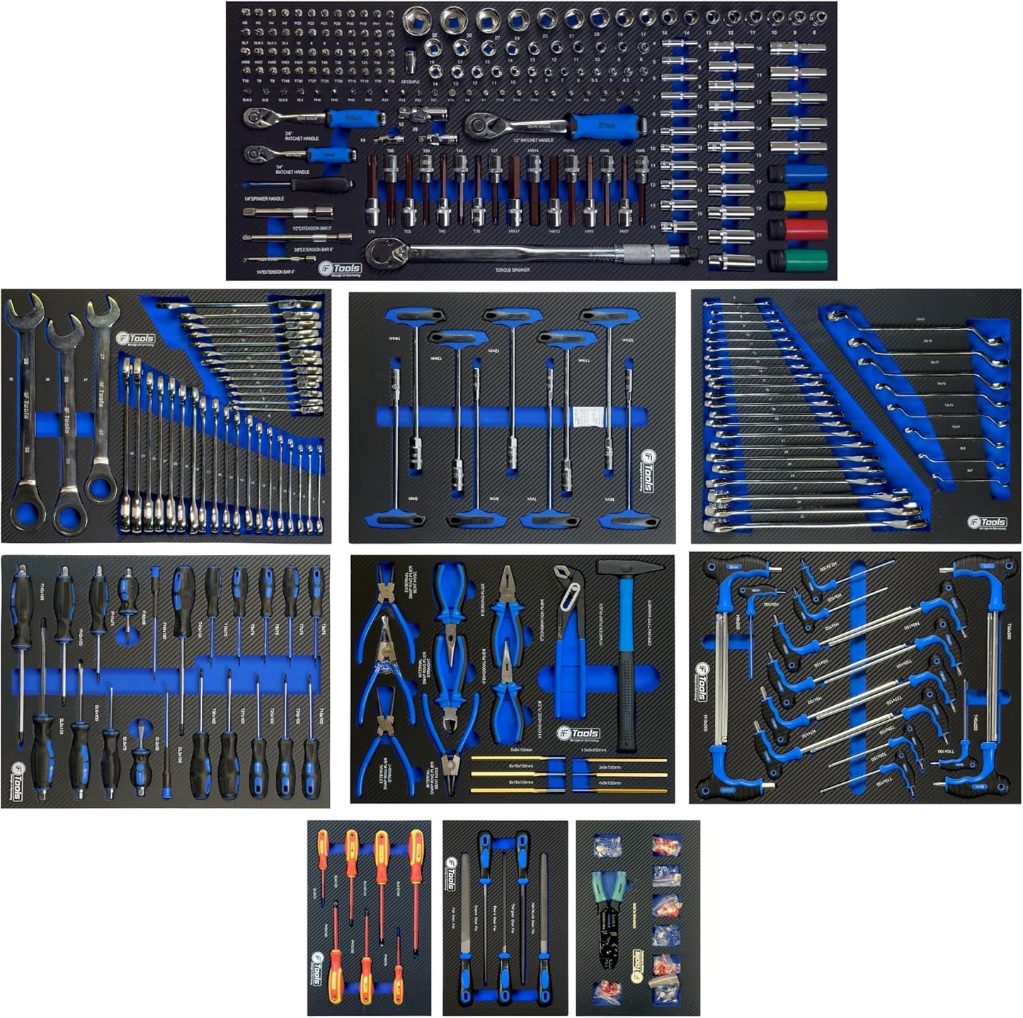 Collage of various tools including wrenches, screwdrivers, and pliers on a black background.
