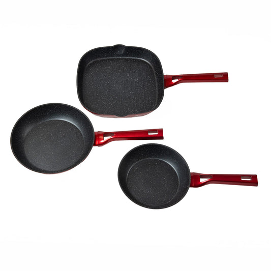 EISENBACH 3gab sarkanā marmora cepšanas pannu komplekts