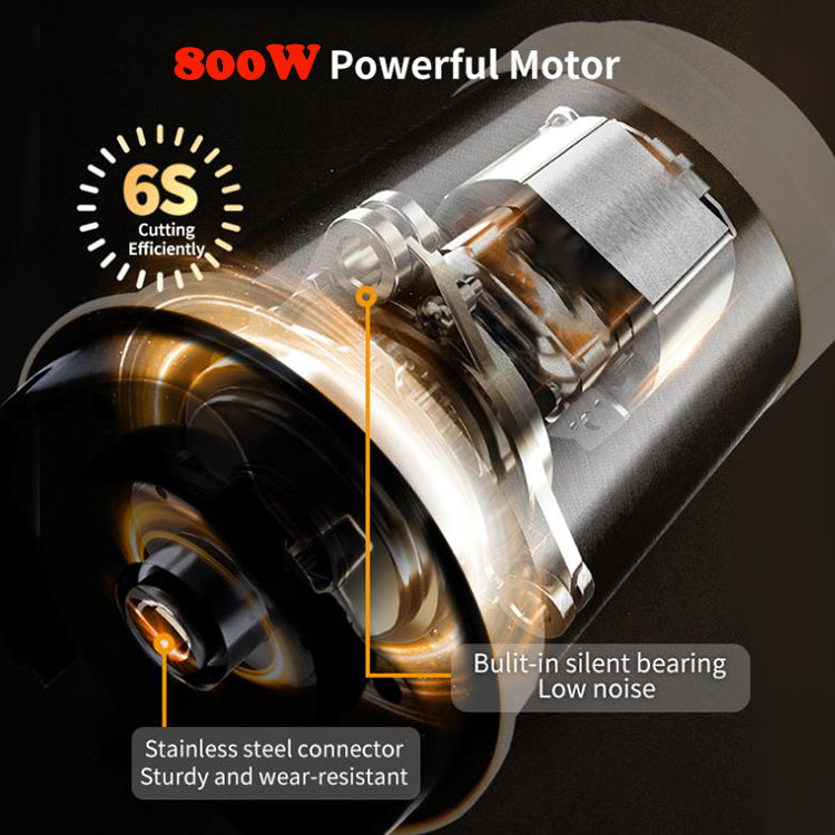 800W powerful motor with features highlighted on a dark background