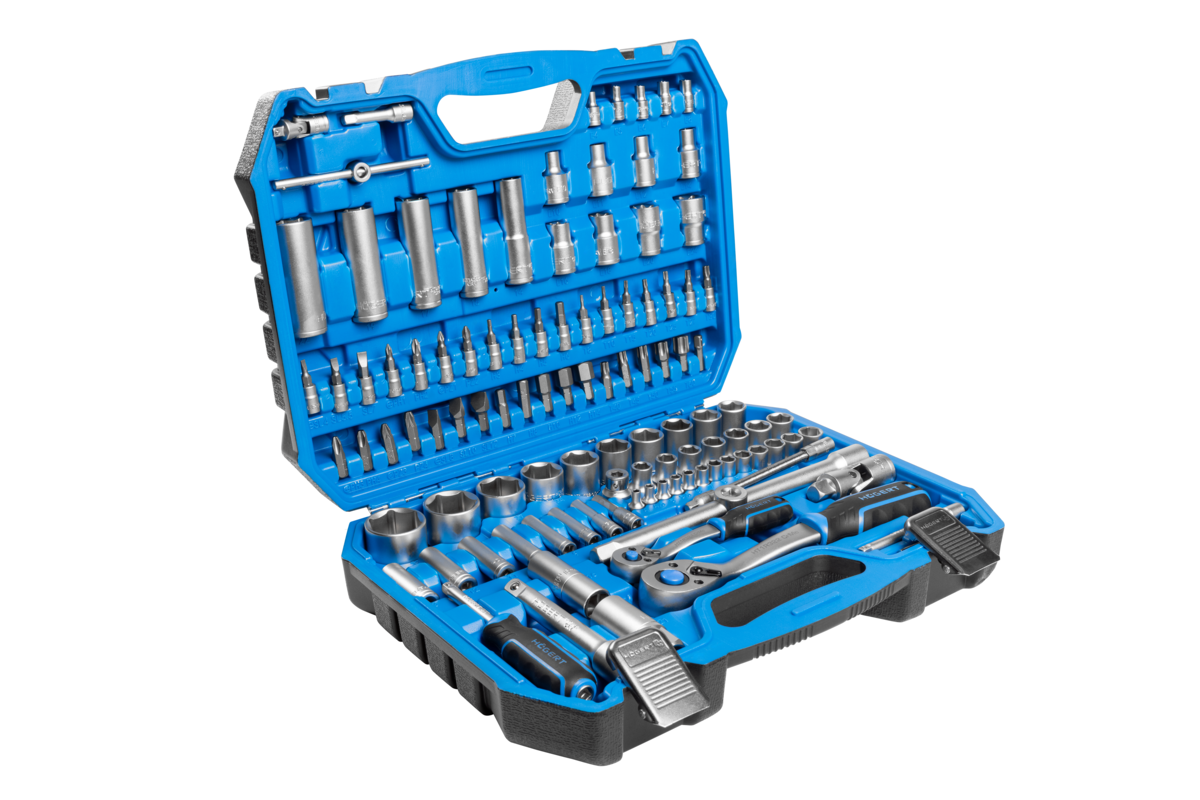 Muciņu un uzgaļu komplekts, 112 detaļas, 1/4" un 1/2" piedziņa