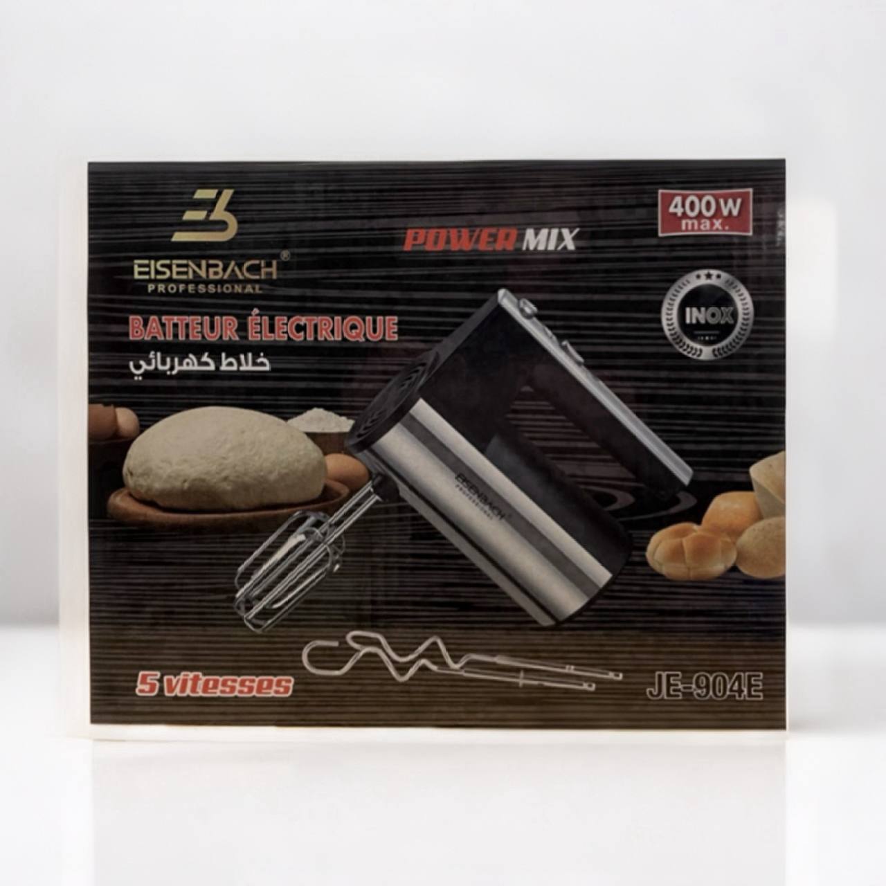Eisenbach Power Mix electric mixer packaging with product images on a white background