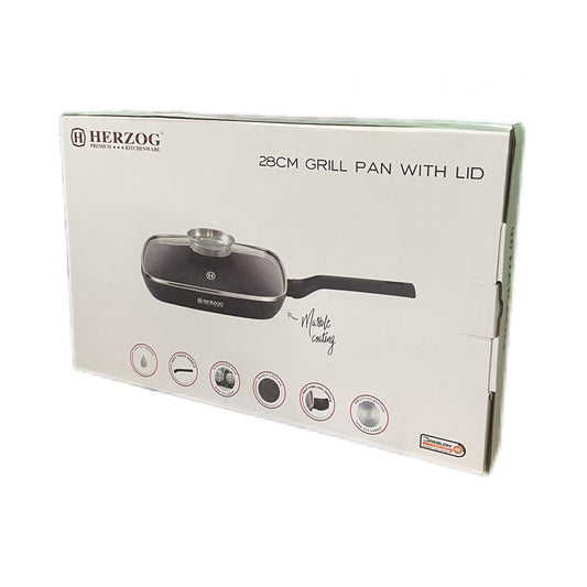 Herzog grill pan with lid packaging on a white background