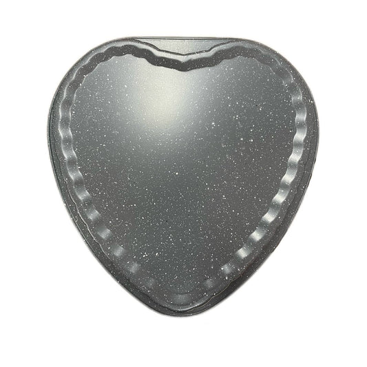 Heart shaped cupcake baking pan on white background