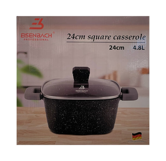 Квадратная форма для запекания Eisenbach 24 см на упаковке с логотипом бренда