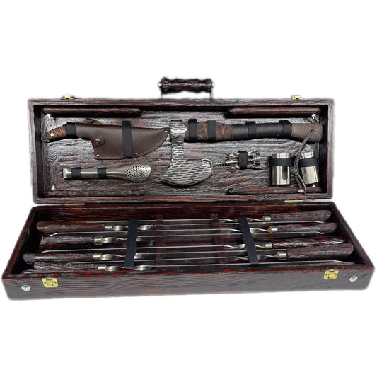 Premium BBQ Set in a Wooden Case-Table (Scandinavian style)