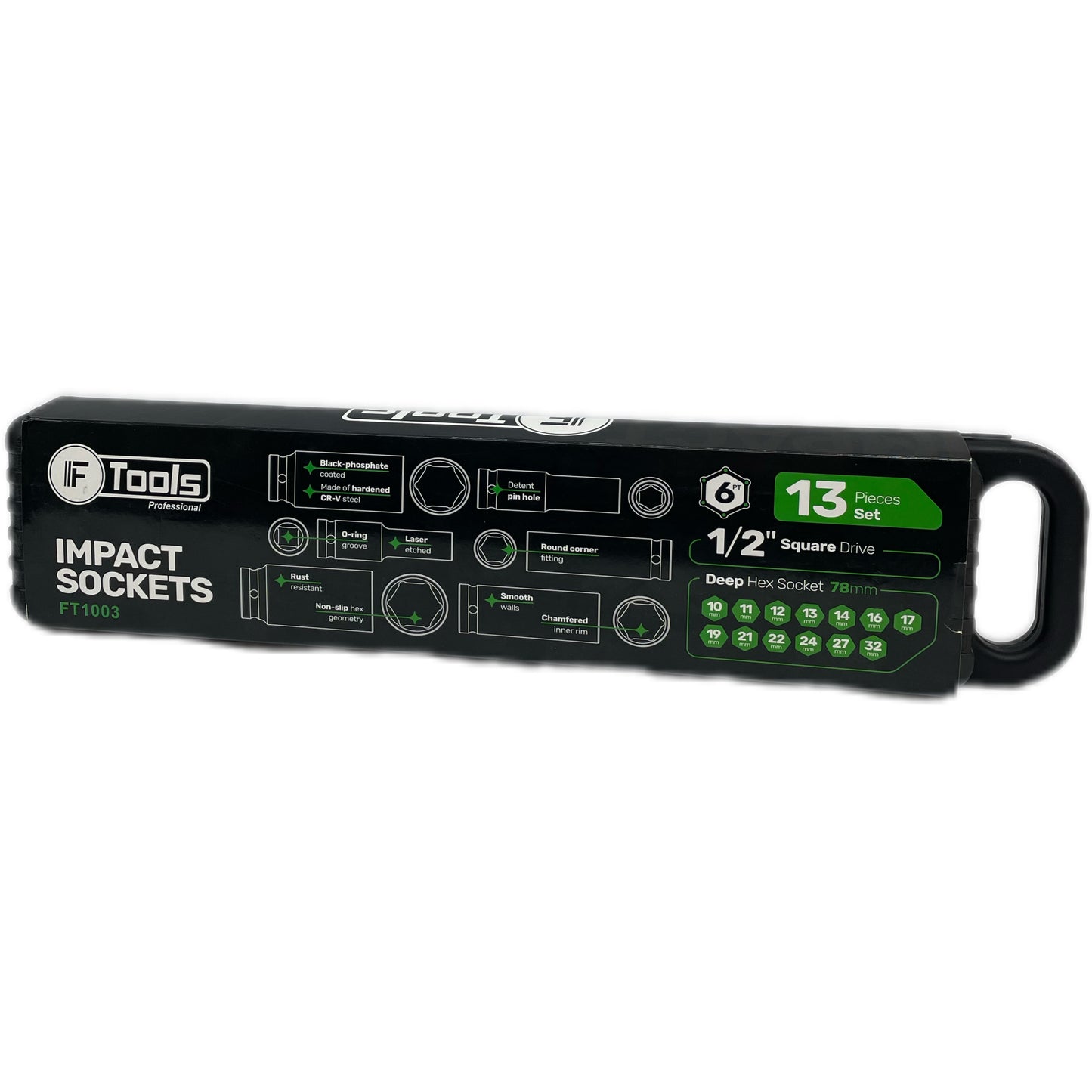 Набор ударных торцевых головок F-Tools FT1003, 13 шт.