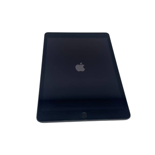 Black Apple tablet on a white background