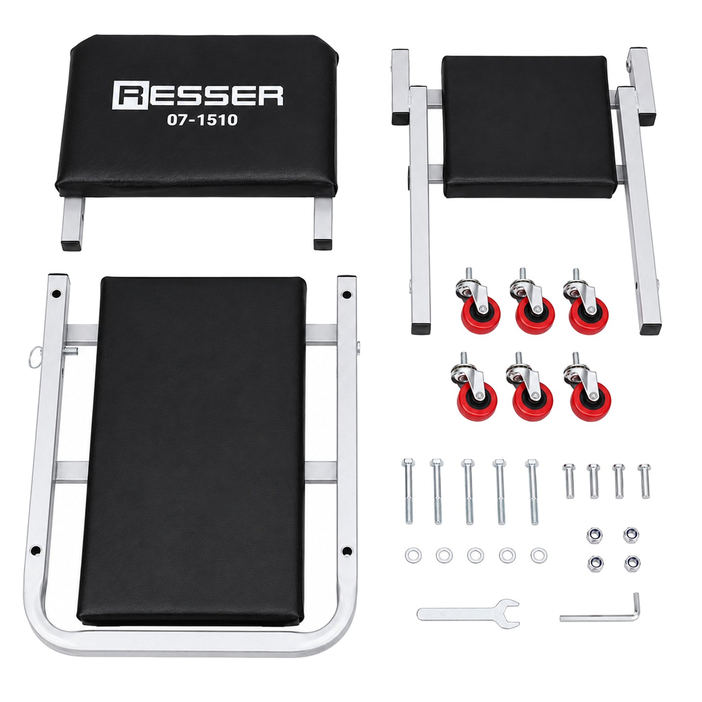 Folding Mechanic Creeper 2-in-1 36" is a professional workshop tool designed for comfortable work in both lying and seated positions. The 2-in-1 function allows quick conversion from a creeper to a seat, significantly improving comfort and efficiency during vehicle repairs.