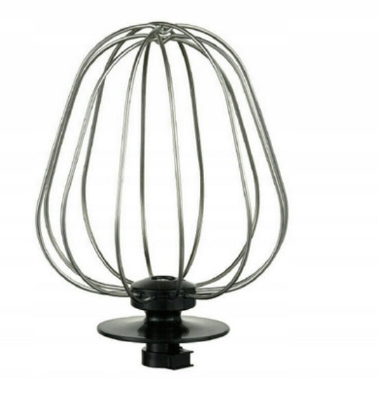 Metal whisk attachment on a white background
