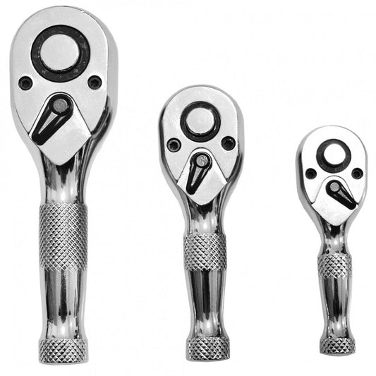 Īso sprūdrata atslēgu komplekts, 72 zobi, 1/2", 1/4", 3/8", 3 gab. 53671