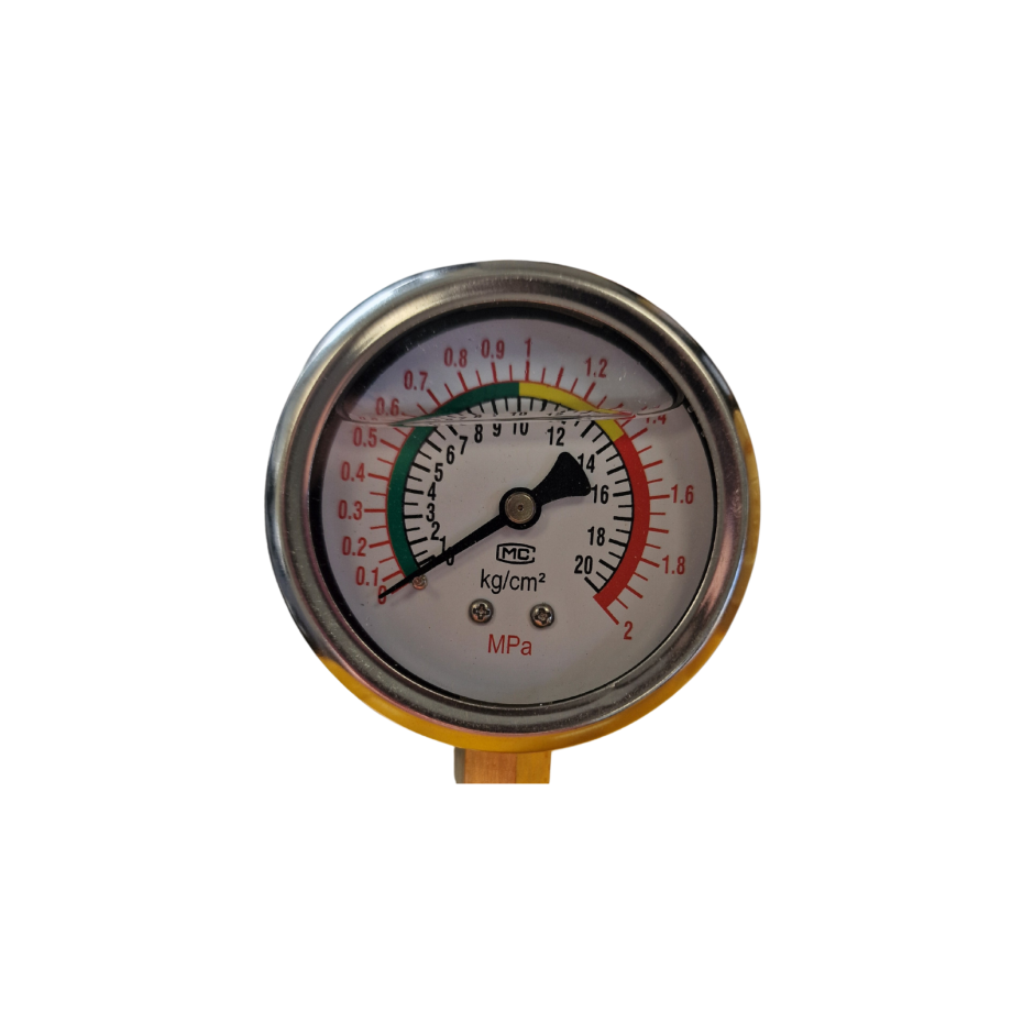 Pressure gauge with a white background