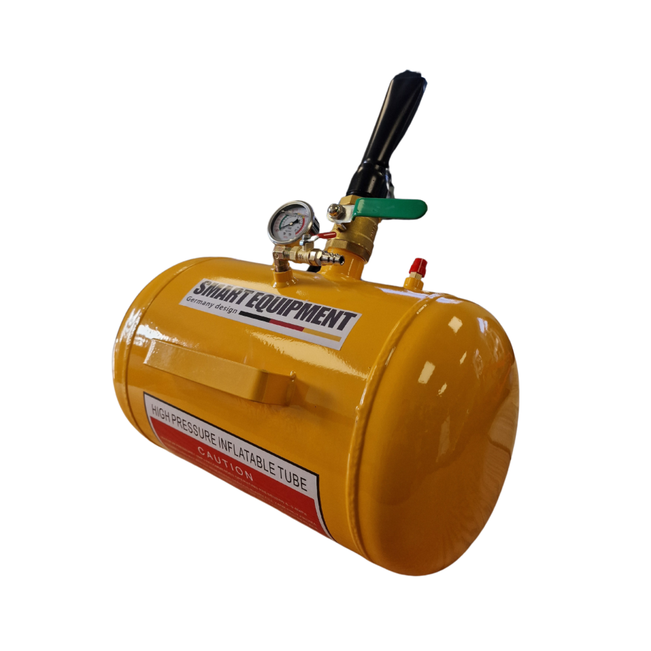 Желтый пневматический баллон высокого давления с логотипом Smart Equipment на белом фоне