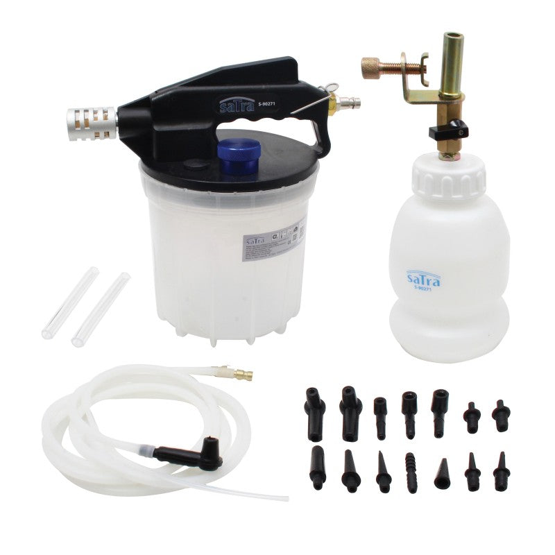 Pneumatic brake pump for bleeding and pumping brake fluid
