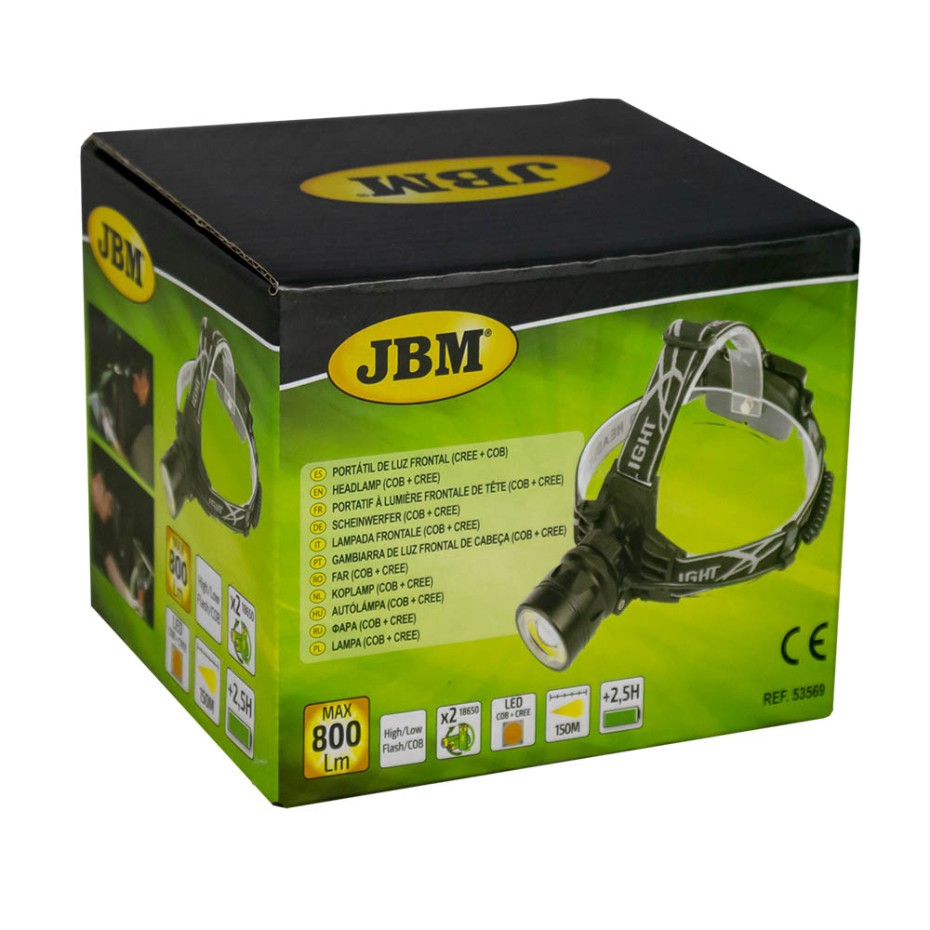 53569 Налобный фонарь CREE + COB 800 люмен