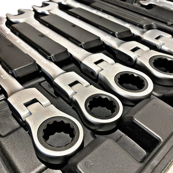 Set of wrenches in a tool case