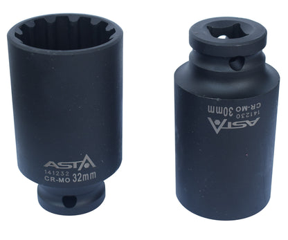 ASTA A-114GL — это высококачественный набор ударных 12-гранных головок с уникальным профилем Gear Lock. Разработан специально для использования с пневматическими и электрическими гайковертами в условиях автосервисов, шиномонтажей и промышленных производств.