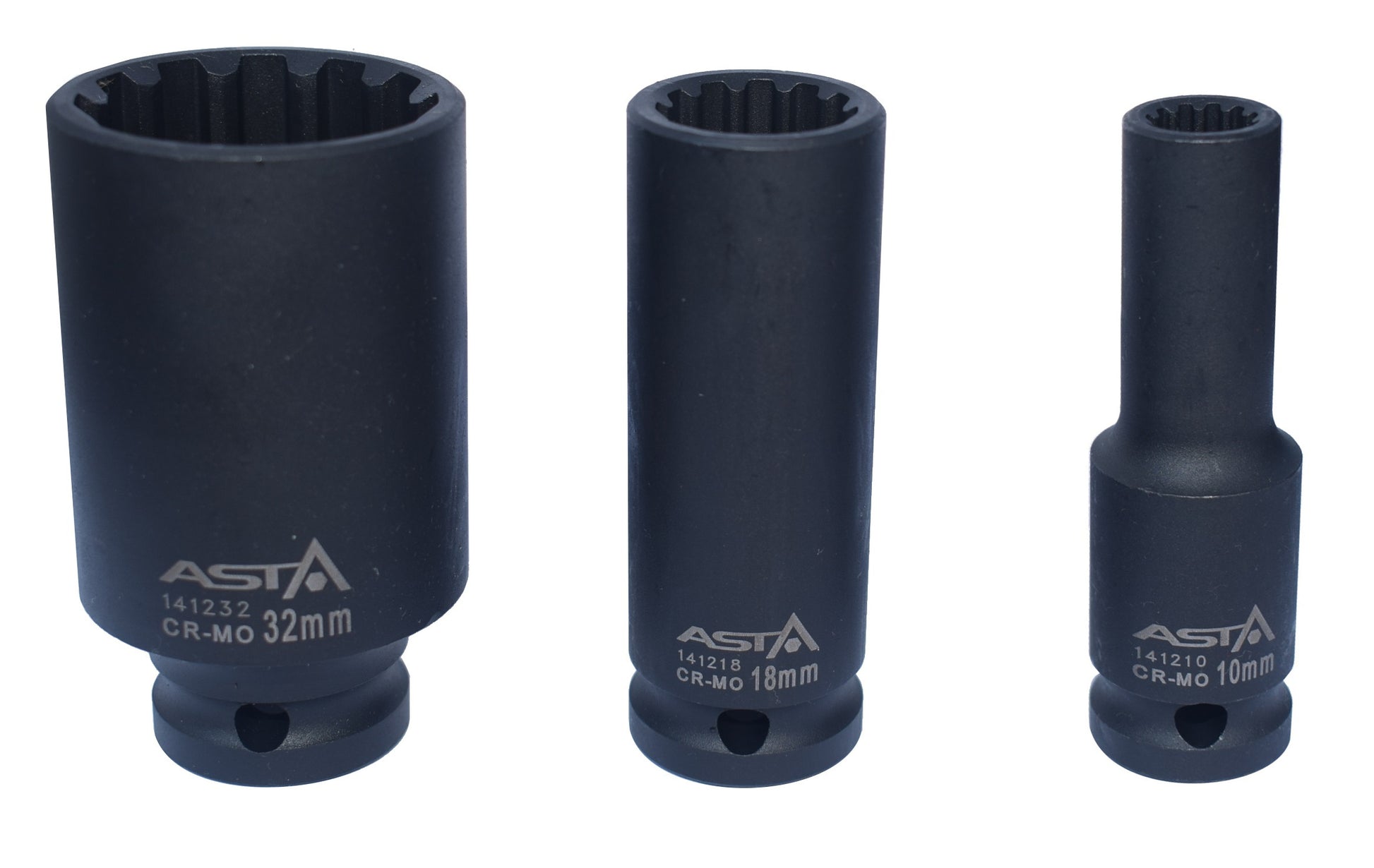 ASTA A-114GL 1/2 collu universālais triecienatslēgu komplekts – zobratu fiksācijas profils (10–32 mm, 14 gabali)