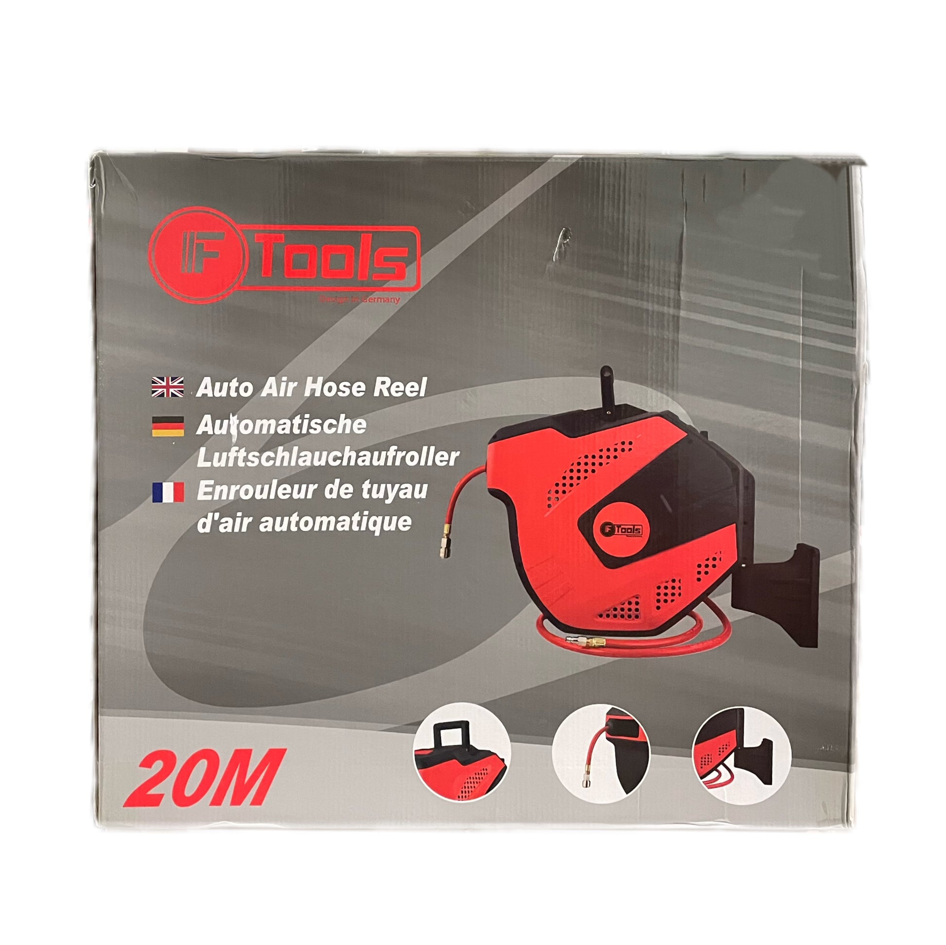 Automatic air reel for compressor, hose length 20 meters FTools