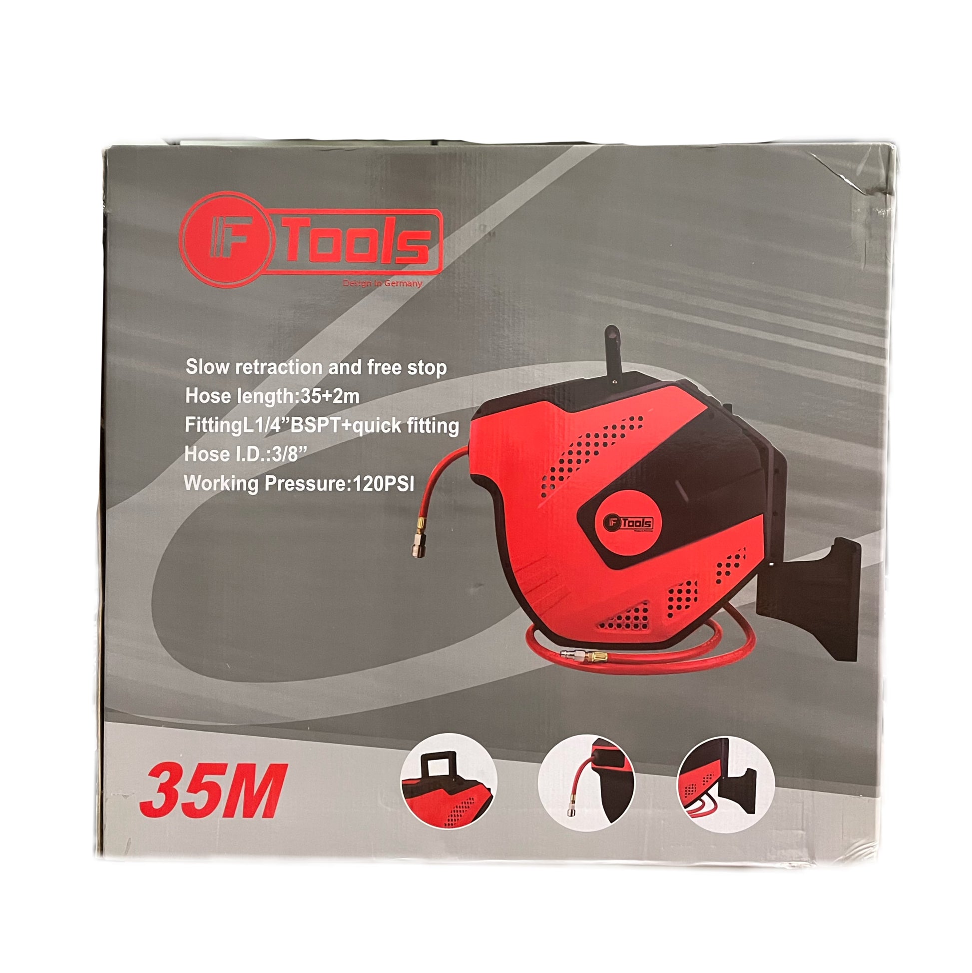 Automatic air reel for compressor, hose length 35 meters FTools