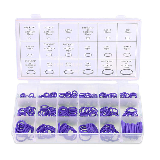 Blue O-Ring Assortment Set (Sealing repair rings for conditioning systems) 03-1024  – 270 PCS, 18 Sizes (NBR Rubber)
