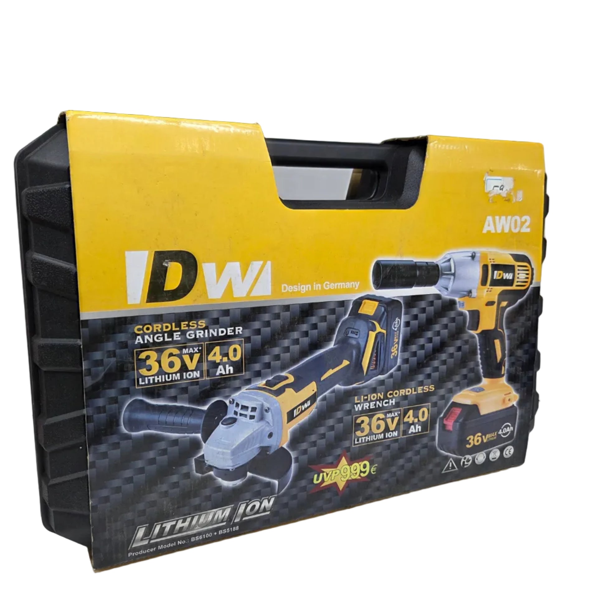 Аккумуляторная угловая шлифовальная машина + аккумуляторный гайковерт в кейсе