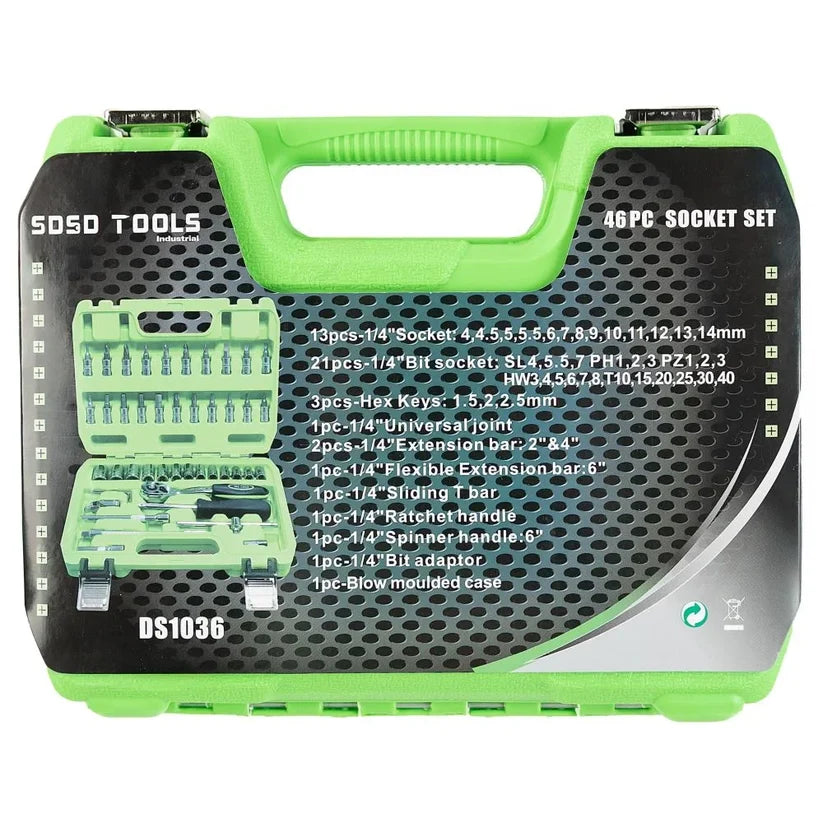 46 PC. 1/4" METRIC SOCKET AND BIT SET DS1036