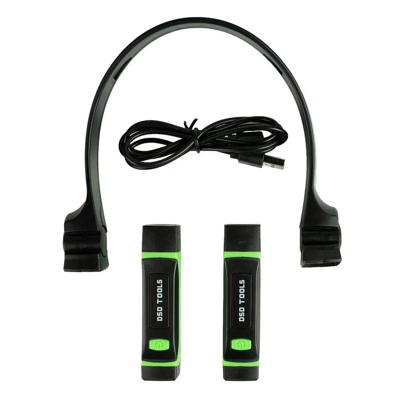 Head and neck adjustment, detachable dual headlamp DS1099 for hands-free use.