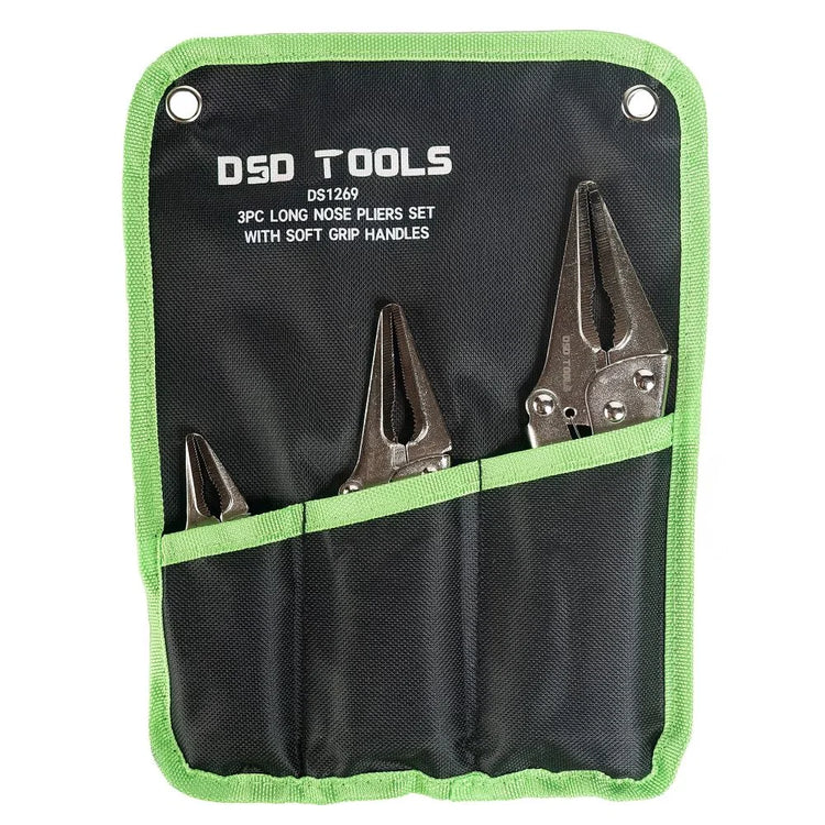 3-PIECE LONG NOSE PLIERS SET WITH SOFT GRIPS DS1269