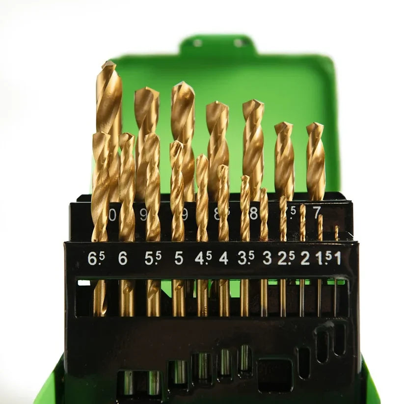 19 PCS. HSS TITANIUM COATED DRILL BIT SET 1 - 10 mm DS1430