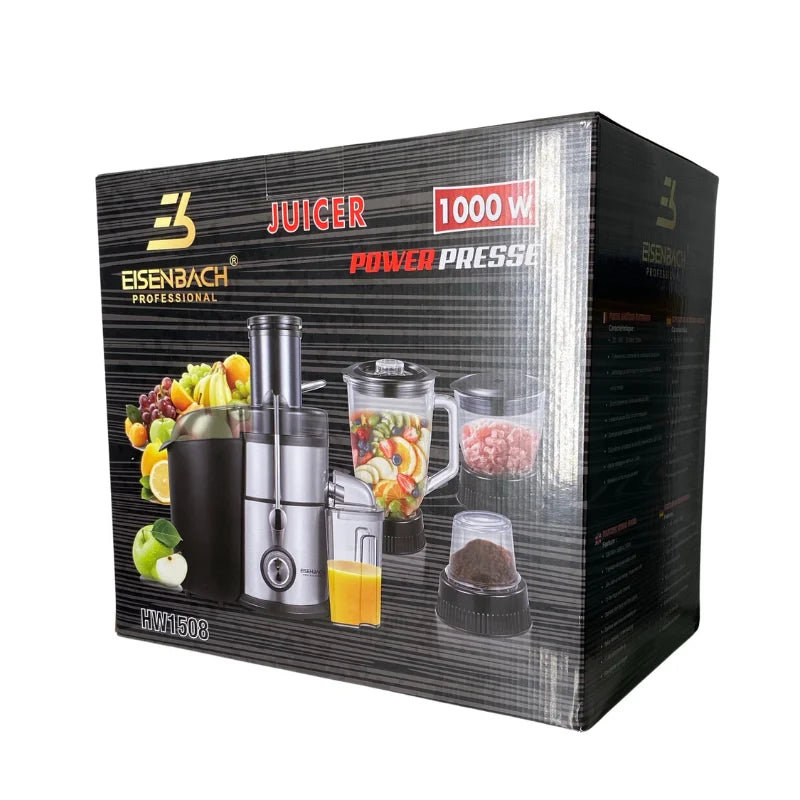 Eisenbach HW-1508: 4-in-1 Juicer, Food Processor, Blender, and Grinder -1000W