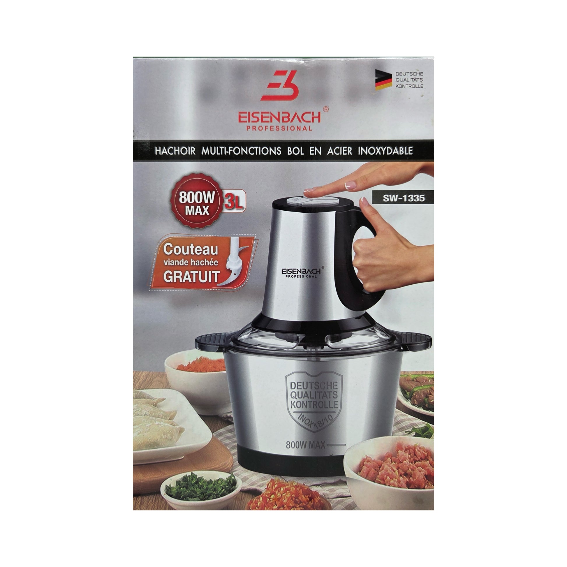 Многофункциональный измельчитель Eisenbach SW-1335 с нержавеющей чашей, 3 л, 800 Вт.