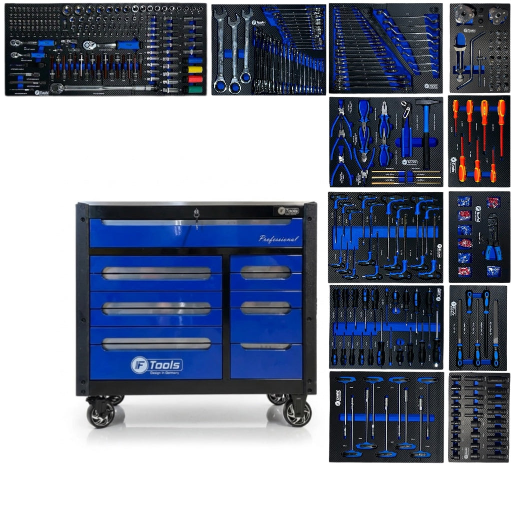 FTools 12/12 PRO instrumentu ratiņi (zili)