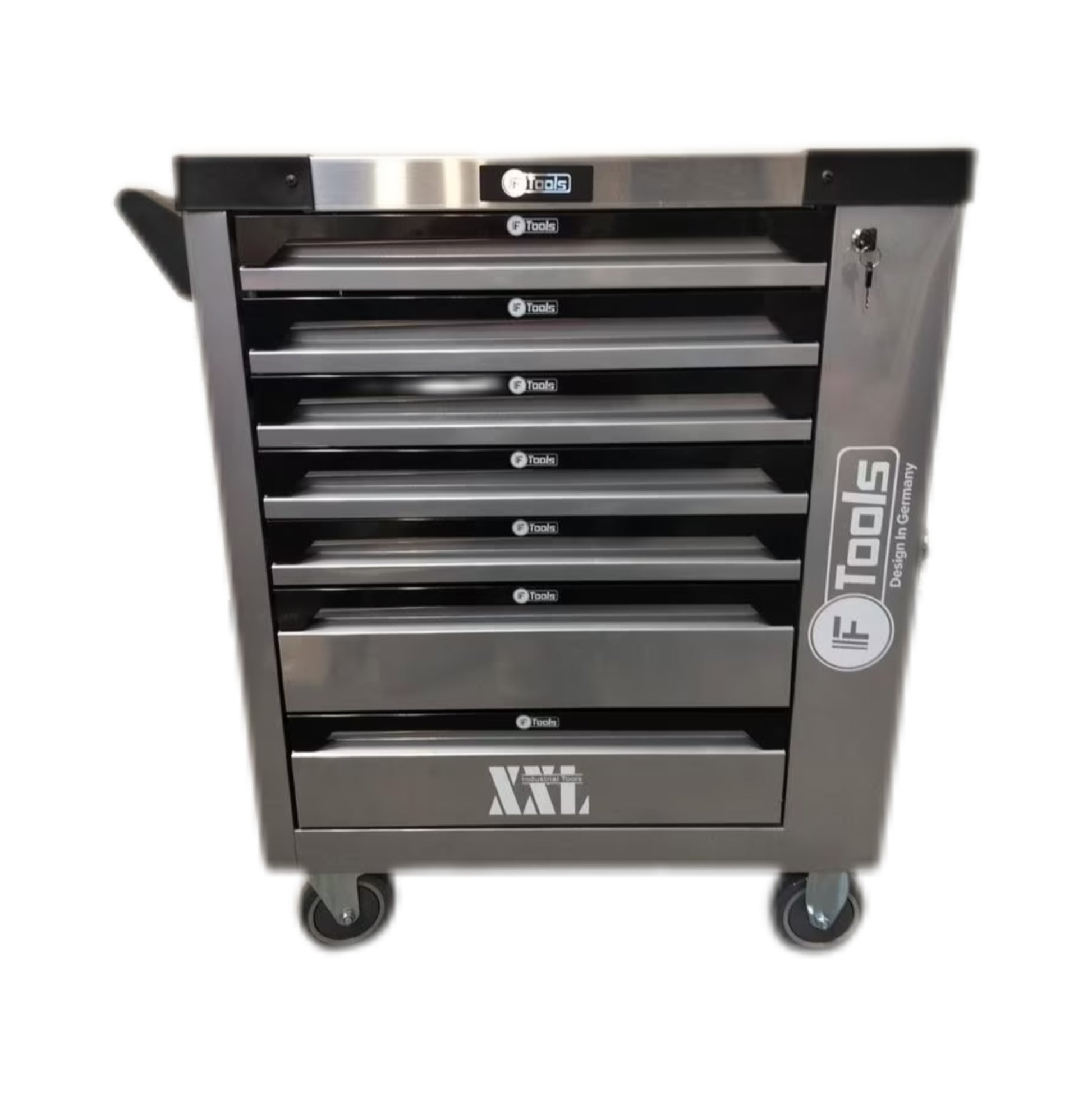 FTools mobilais instrumentu skapis ar 7/7 atvilktnēm — pilns profesionāls komplekts