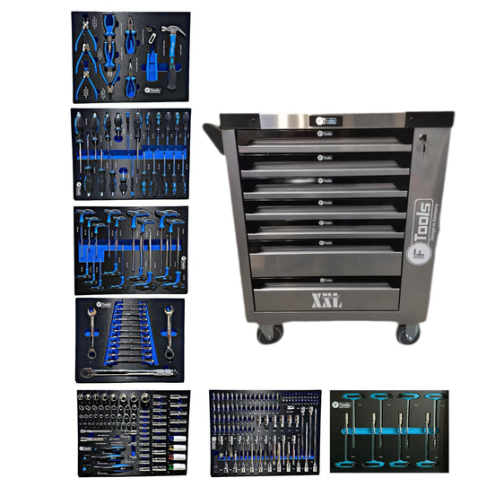 FTools mobilais instrumentu skapis ar 7/7 atvilktnēm — pilns profesionāls komplekts