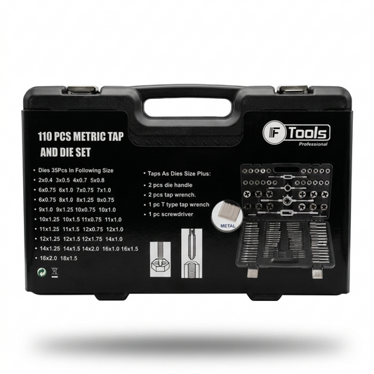 FTools profesionālais metrisko vītņurbju un vītņgriežu komplekts (110 gab.)