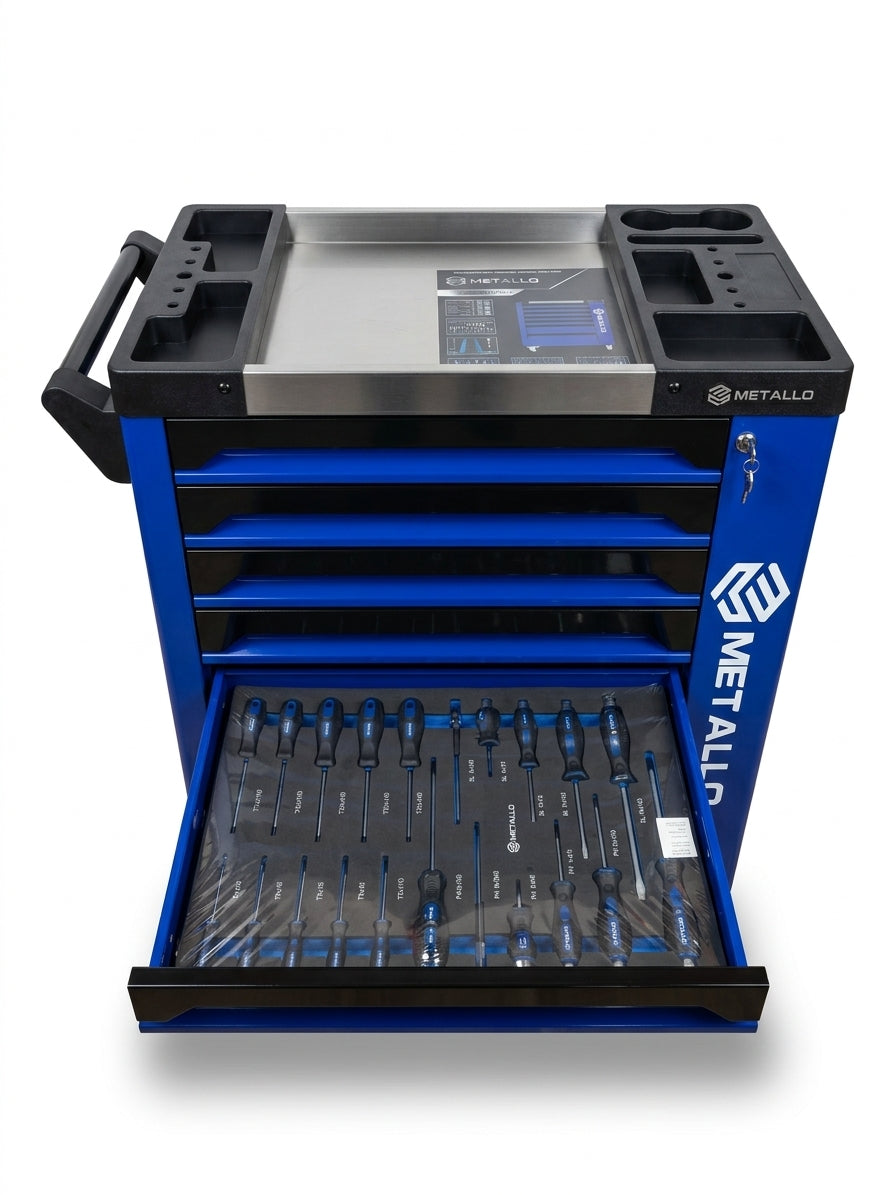 METALLO Professional 7-Drawer Mobile Tool Cart with Tool Set