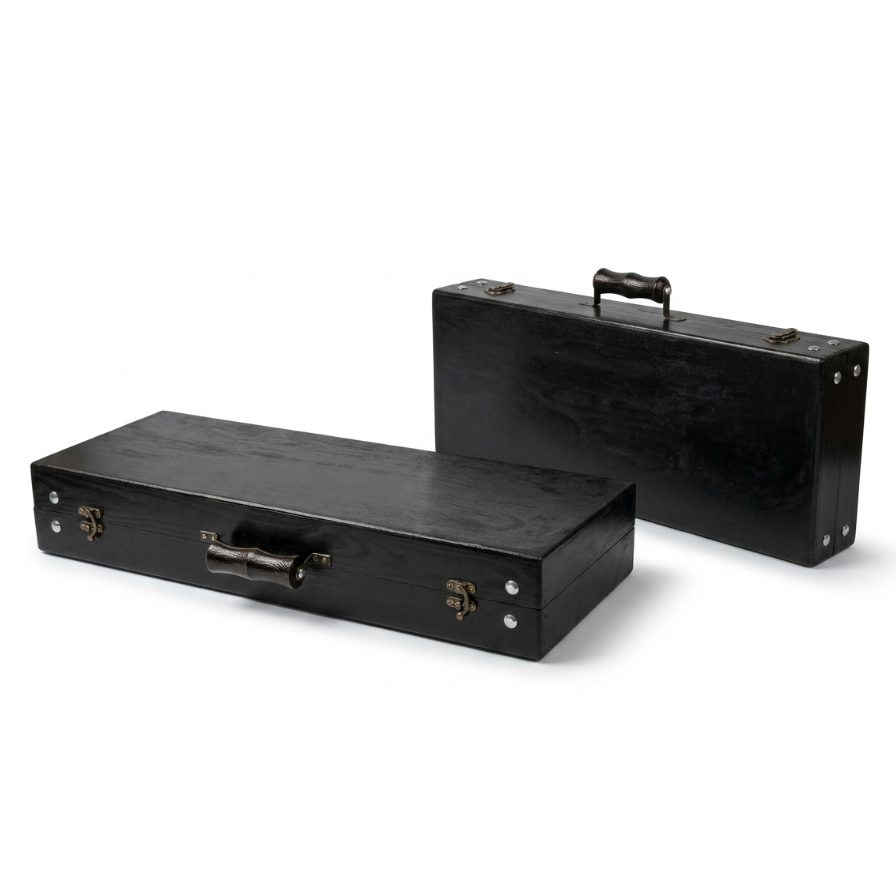 "Gourmet-Table" BBQ Skewer Set: 8 Skewers, Double Skewer &amp; Accessories in a Handmade Wooden Case-Table