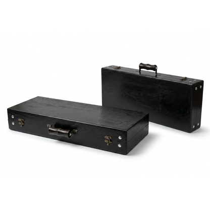 "Gourmet-Table" BBQ Skewer Set: 8 Skewers, Double Skewer &amp; Accessories in a Handmade Wooden Case-Table