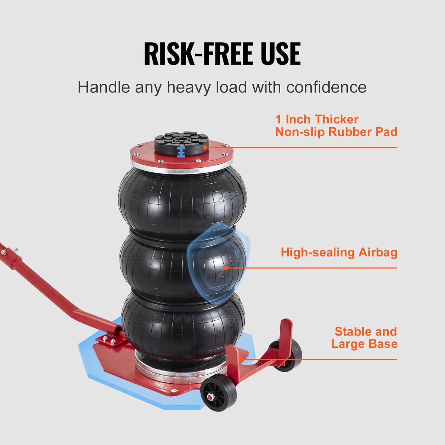 Heavy-duty load carrier with airbag system on a gray background