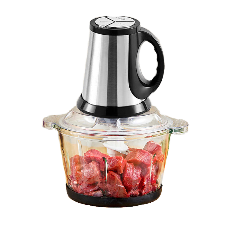 Blender with a clear container filled with red ingredients on a white background