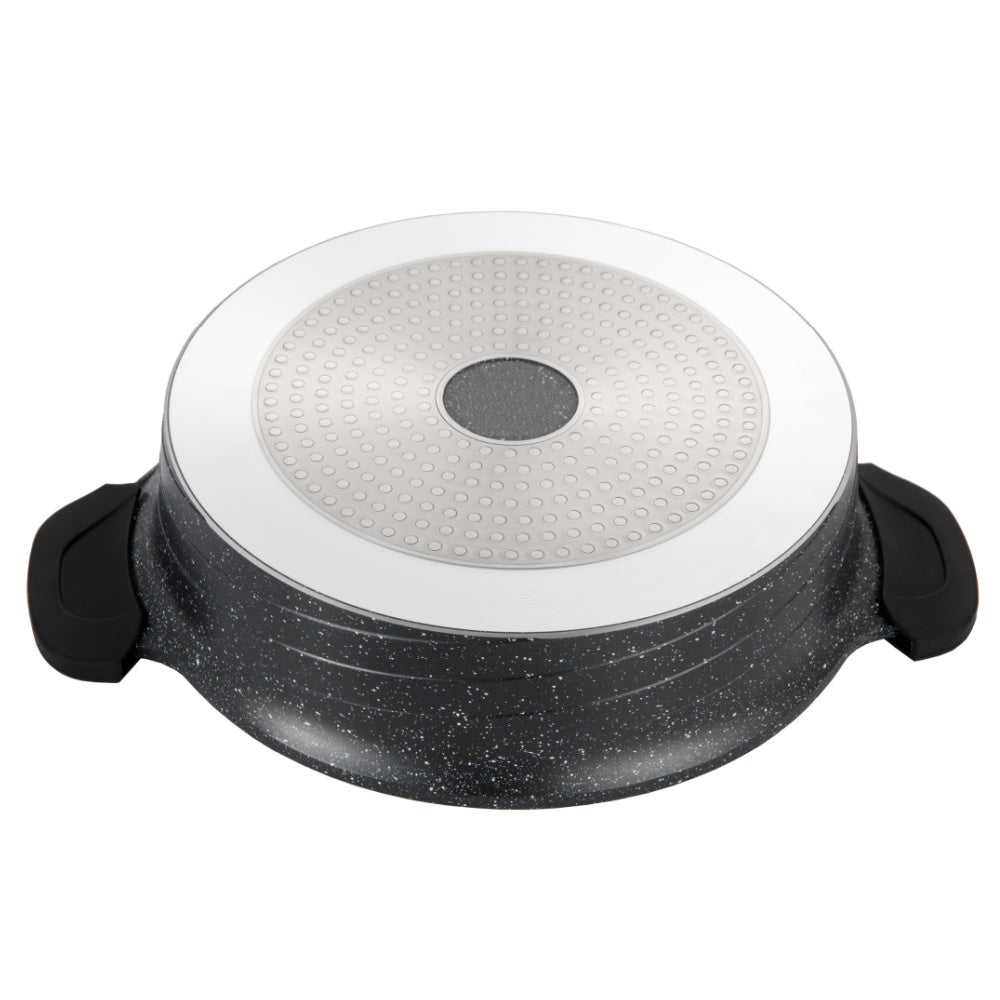 Black and white round kitchen tool on a white background