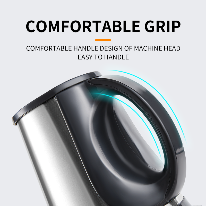 Electric kettle with a comfortable grip design on a light gray background