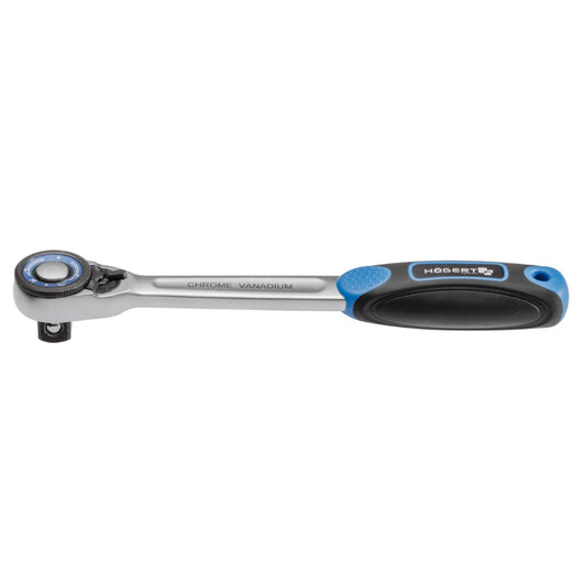 Straight ratchet handle 1/4", 72T, CrMo steel