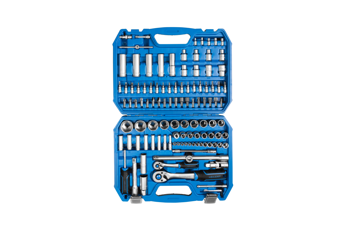 Muciņu un uzgaļu komplekts, 112 detaļas, 1/4" un 1/2" piedziņa