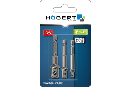 Griežņu uzgaļu adapteri, 1/4", 3/8", 1/2"