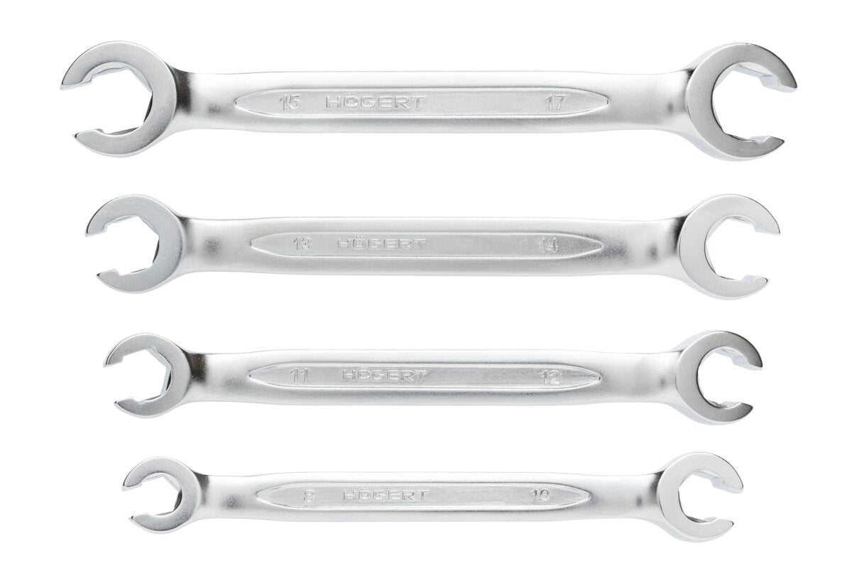 Uzgriežņu atslēgu komplekts uzgriežņiem ar uzliesmojošām caurulēm, 4 gab., 8–17 mm