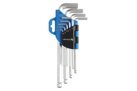 9-piece ball end hex key set, CrV steel