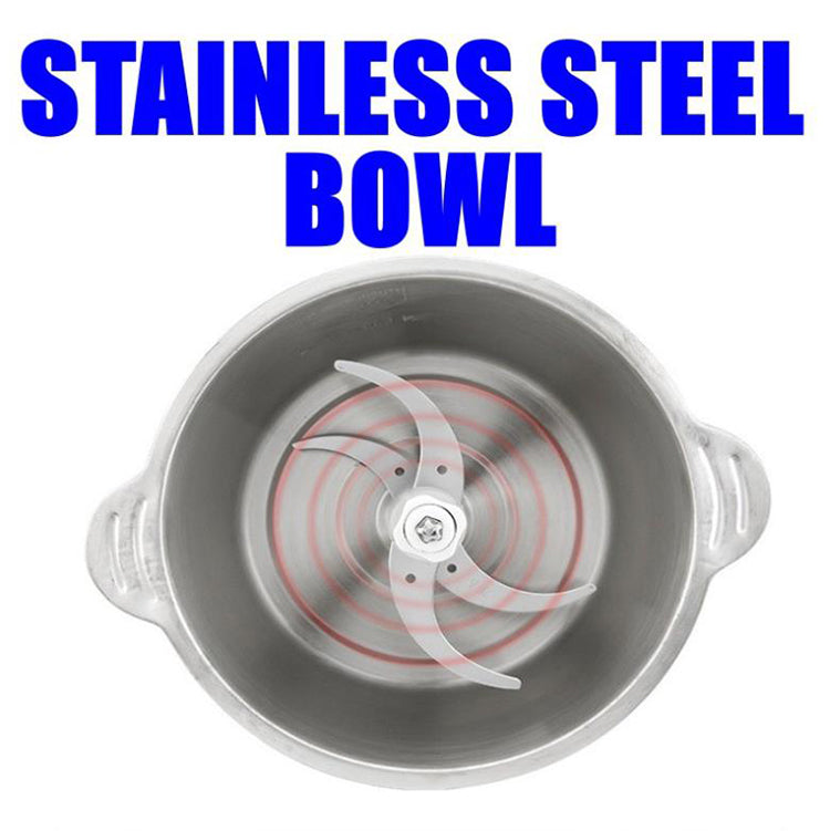 Stainless steel bowl with a mixer attachment on a white background, labeled 'Stainless Steel Bowl'.