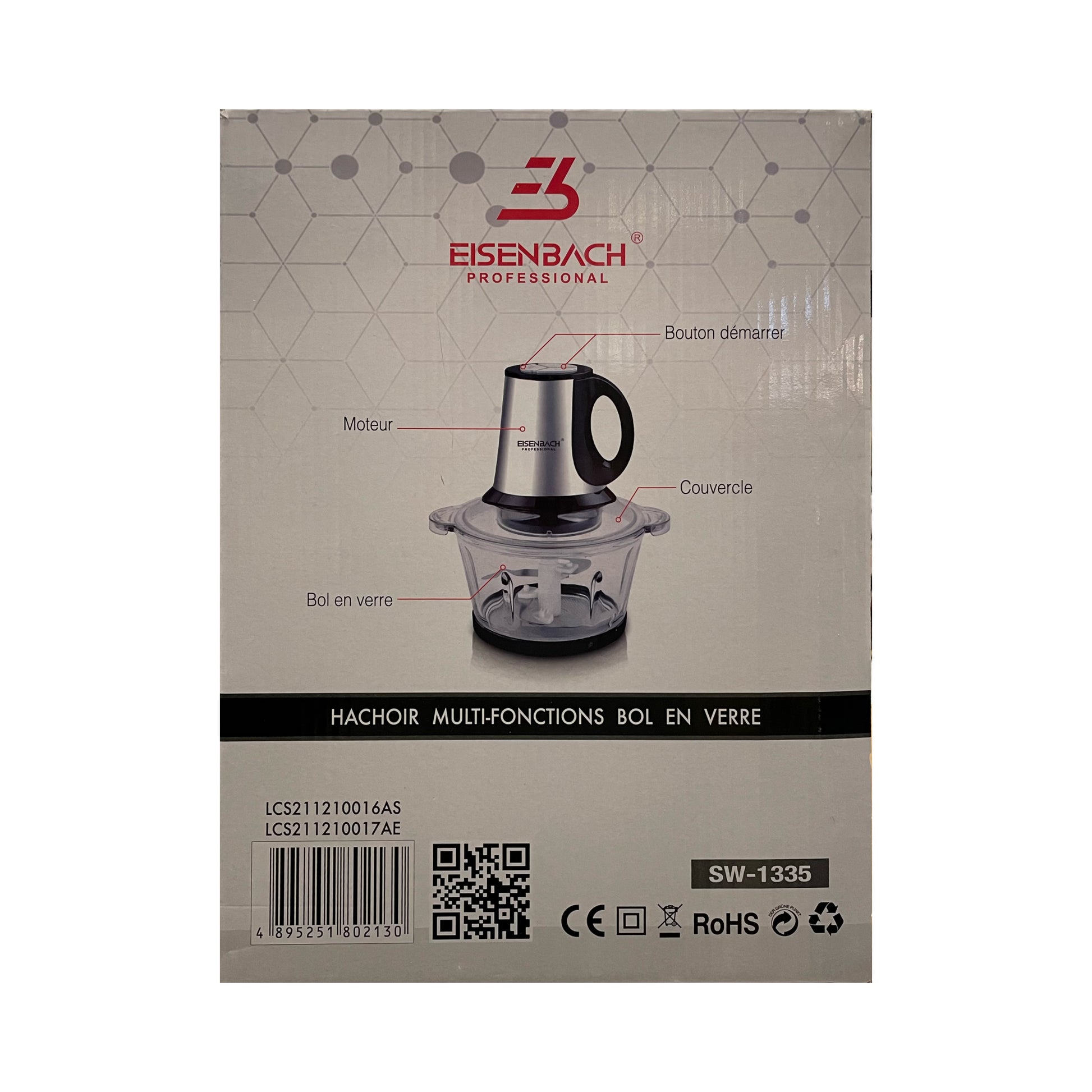Eisenbach food processor packaging with product illustration and branding